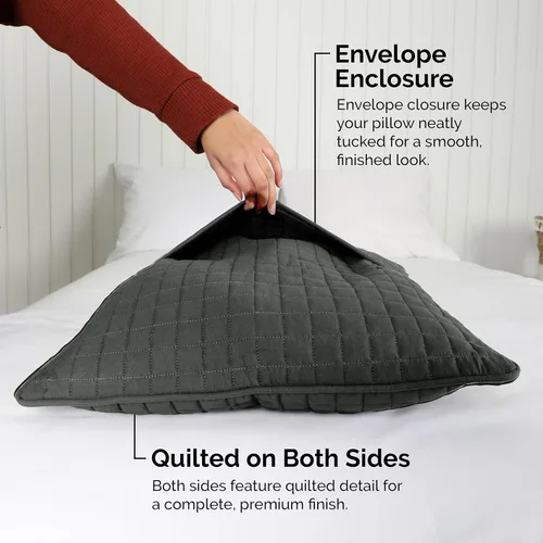 Vista 5 de Fundas Southshore Fine Linens Vilano Springs, para almohada, acolchadas, Microfibra, Pizarra, 20" x 36" 15 - Pizarra