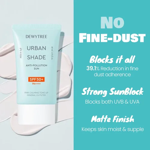 Vista 2 de DEWYTREE Urban Shade Skin - Hidratante facial diario con SPF 50 + Pa++++ + Hidratante facial para piel seca, crema de tono rosa, protector solar