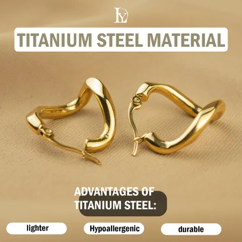 Vista 6 de Aretes de aro trenzados de oro para mujer, chapados en oro de 18 quilates, aretes gruesos ovalados de 0.906 in, no se deslustran para regalo