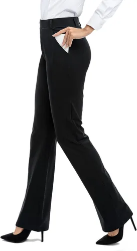 Vista 2 de Pantalones de yoga para mujer con 4 bolsillos 29313335 pulgadas pantalones de trabajo negros casuales pantalones elásticos con corte de bota