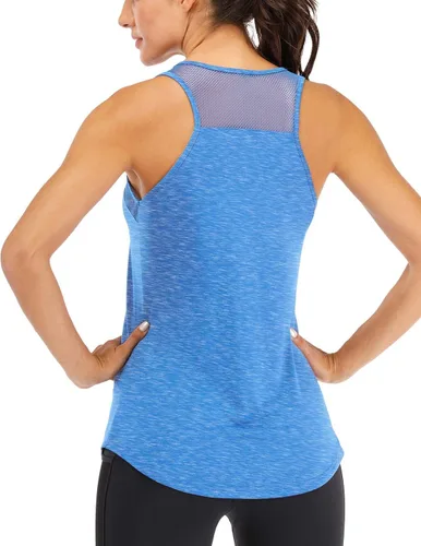 Vista 19 de Fihapyli ICTIVE - Camiseta sin mangas de entrenamiento para mujer, de malla transpirable, espalda cruzada, sin espalda, para correr Albaricoque