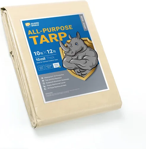 Vista 124 de GUARD SHIELD - Lona resistente, impermeable, de polietileno, gruesa, resistente a los rayos ultravioleta, con ojales, para exteriores, 6 x 8 pies