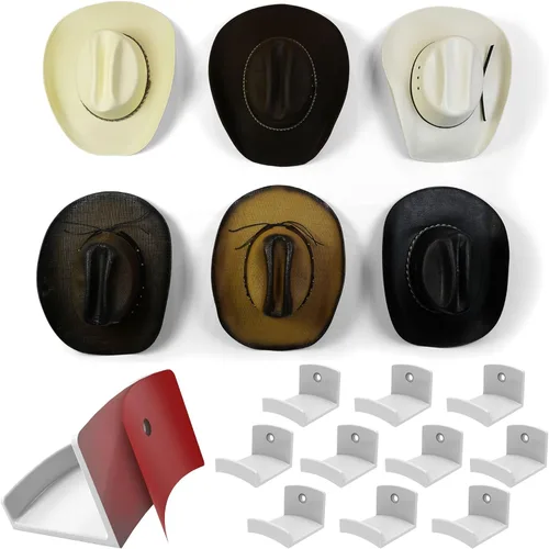 Vista 18 de Modern JP - Ganchos adhesivos para colgar sombreros en la pared (6 unidades) - Perchero para sombreros de vaquero, organizador para sombreros de ala