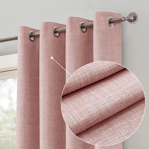 Vista 12 de always4u Cortinas 100% opacas con textura de lino, tejido casual, cortinas con aislamiento térmico para sala de estar, dormitorio, 2 paneles, beige