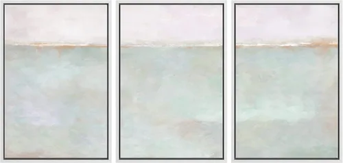 Vista 117 de SIGNWIN Lienzo enmarcado para pared, juego de arte abstracto de serenidad costera, ilustraciones abstractas junto al mar, arte moderno, decorativo