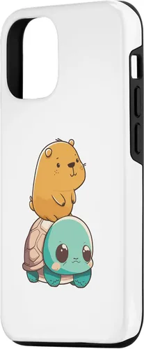 Vista 2 de Funda para iPhone 15 con diseño de tortuga y conejillo de indias para hombres, mujeres y niños