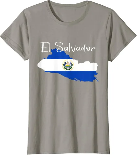 Vista 75 de Camiseta con la bandera de El Salvador, mapa de El Salvador, camiseta de Salvador para mujer