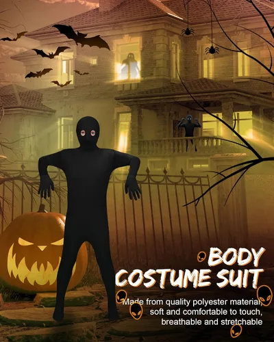 Vista 6 de Traje Zentai unisex de cuerpo completo para Halloween, traje invisible para niños, disfraz de Zentai para niñas y niños para cosplay