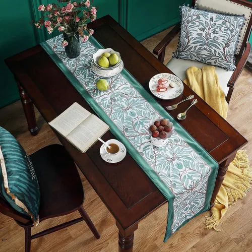 Vista 25 de patdrea Camino de mesa de terciopelo francés estilo granja para decoración del hogar, cocina, comedor, fiestas, cenas familiares, boda 12"*63