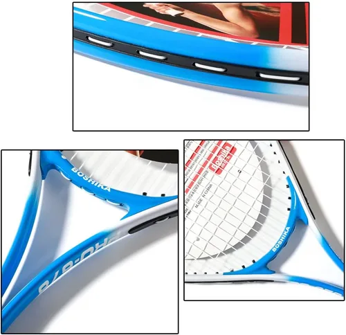 Vista 7 de Raquetas de tenis para adultos, raquetas de tenis de 27 pulgadas, juego de raquetas de tenis para 1 jugador con pelota, agarres, base de tenis
