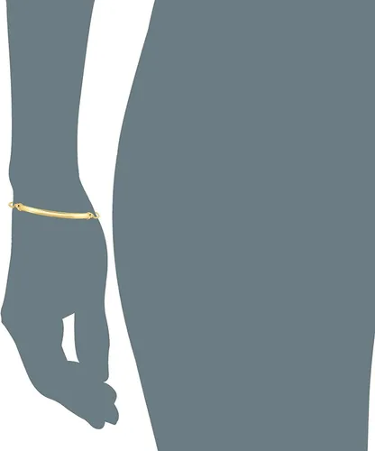 Vista 3 de Pulsera bolo de trigo de talla diamante de oro amarillo de 14 quilates con barra brillante curvada (longitud ajustable 9 14"), Oro amarillo