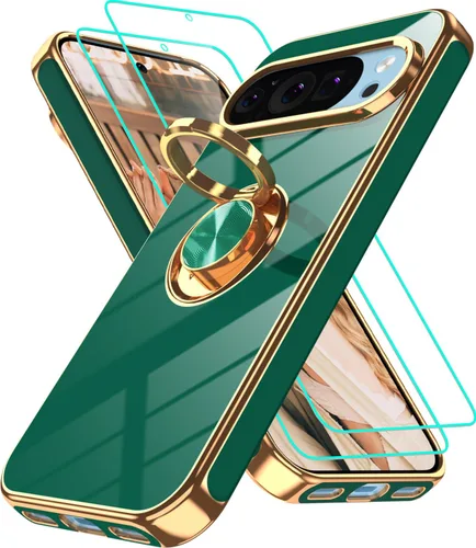 Vista 220 de Funda para Motorola Moto G 5G 2024: Funda Moto G Play 5G 2024 con 2 piezas de protectores de pantalla, soporte de anillo de rotación de 360°