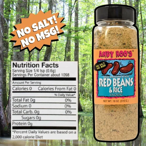 Vista 2 de Andy Roo 's Condimento criollo de frijoles rojos (sin sal, sin MSG), coctelera a granel de 18 onzas