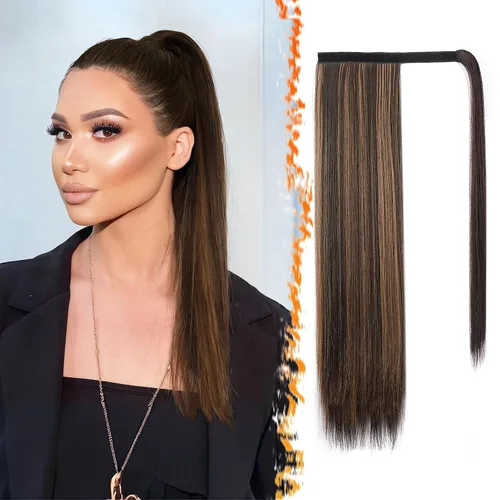 Vista 35 de BARSDAR Extensión de Cola de Caballo Corta y Recta - Extensiones de Cabello de Cola de Caballo con Cordón de 14 Pulgadas en Negro para Mujeres