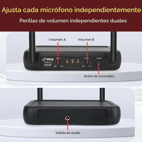 Vista 6 de Pyle PDWM2145 VHF sistema de micrófono inalámbrico, 2 audífonos/micrófonos lavalier, 2 paquetes, frecuencia fija