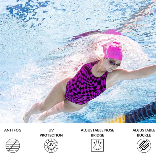 Vista 3 de Sporti Gafas ópticas antivaho unisex para adultos, gafas de natación -1.5D a -8.0D, gafas de natación antivaho para hombres y mujeres, anti UV