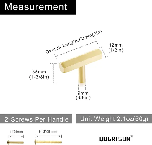 Vista 3 de QOGRISUN Paquete de 5 perillas de latón macizo para cajones hexagonales, manijas de un solo agujero, adecuadas para herrajes de cocina, baño, cómoda