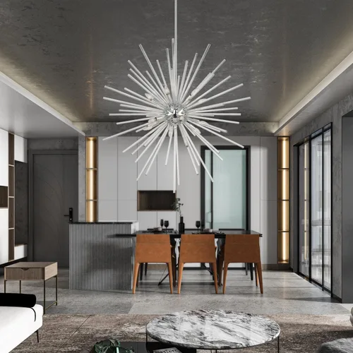 Vista 3 de Livex Lighting Utopia - Lámpara colgante de 12 luces de cromo pulido