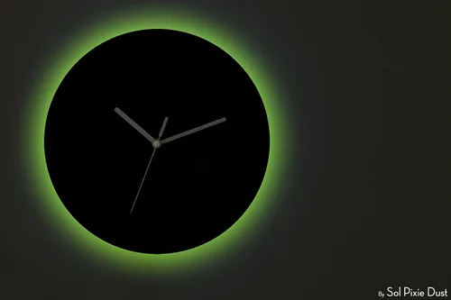 Vista 7 de Custom Name Whatever, you're late anyway/Round Black - Wall Clock- Optional RGB LED 5V Backlit