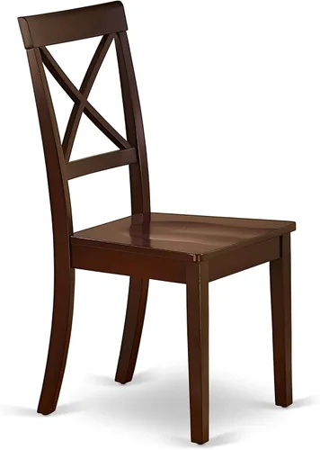 Vista 7 de East West Furniture ANBO5-MAH-W - Juego de comedor de 5 piezas para 4 personas, incluye una mesa de cocina redonda con pedestal y 4 sillas