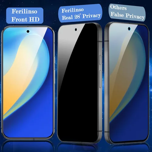 Vista 4 de Ferilinso [Instalación Automática de Polvo] Pack de 3 Protectores de Pantalla de Privacidad para Google Pixel 10, Protector de Pantalla de Vidrio