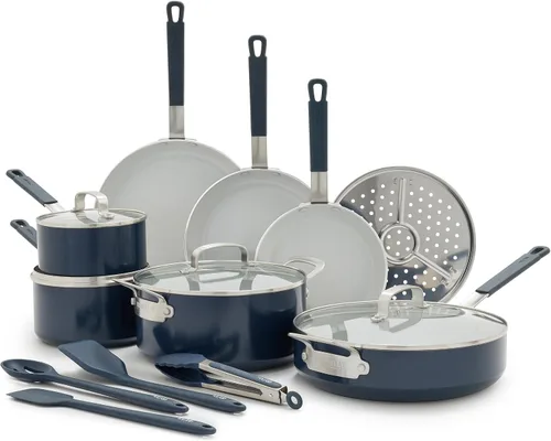 Vista 21 de GreenPan x Bobby Flay 10 Piece Nonstick Cookware Pots and Pans Set, PFAS-Free Diamond Ceramic, Induction Suitable, Easy Clean Dishwasher & Oven