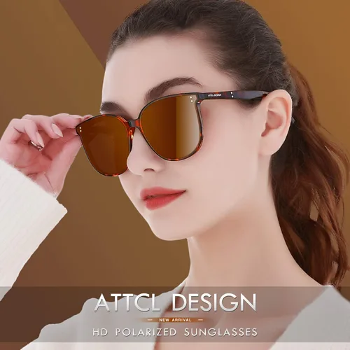 Vista 2 de ATTCL Gafas de sol unisex de gran tamaño para mujer, redondas, espejadas, protección UV400