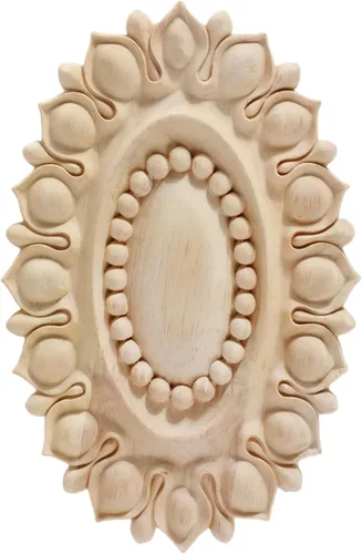 Vista 13 de Apliques de madera tallada Onlay sin pintar, apliques de madera y onlays para muebles (10,24x18 cm/ 9.06"x7.87")