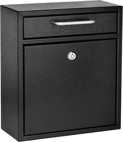 Vista 9 de AdirOffice contenedor con traba - Buzón de correo montado en pared., negro, 631-04-BLK