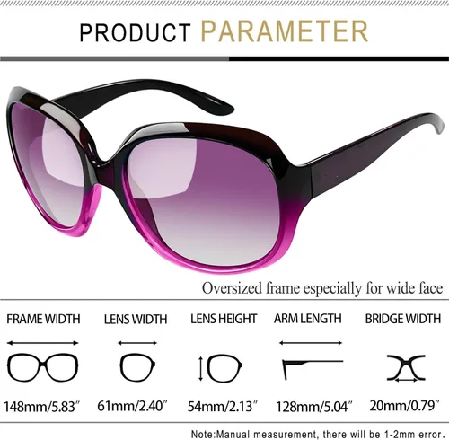 Vista 102 de Joopin Lentes de sol de gran tamaño para mujer, polarizados, grandes, para conducción, protección UV, grandes sombras
