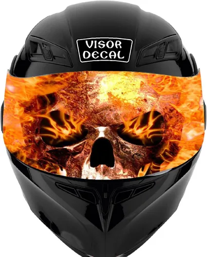 Vista 14 de Calcomanía de visera de calavera para casco compatible con: Icon Shoei Bell HJC Scorpion AGV V2 (V25 Skull)