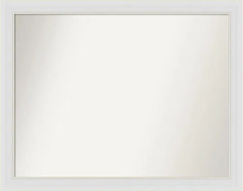Vista 23 de Amanti Art Espejo de baño blanco para sobre el fregadero, 24 x 26 pulgadas, espejo rectangular blanco y blanco, marco de madera contemporáneo