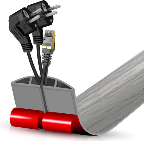 Vista 13 de Cubierta autoadhesiva para cables de suelo, gestión de cables de 3.3 pies, protector de tira de extensión para cables, evita tropiezos de cables