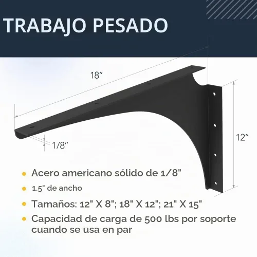 Vista 2 de Iron Supports Soporte Comercial Universal Resistente - Soportes Industriales - Soporte de Montaje de Acero para Estantes, Tocadores, Bufés