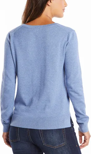 Vista 2 de Nautica Efortless J-Class - Suéter de manga larga con cuello en V para mujer, 100% algodón