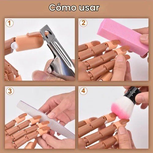 Vista 5 de MEKK - Mano de práctica con puntas, mano de práctica flexible para uñas acrílicas
