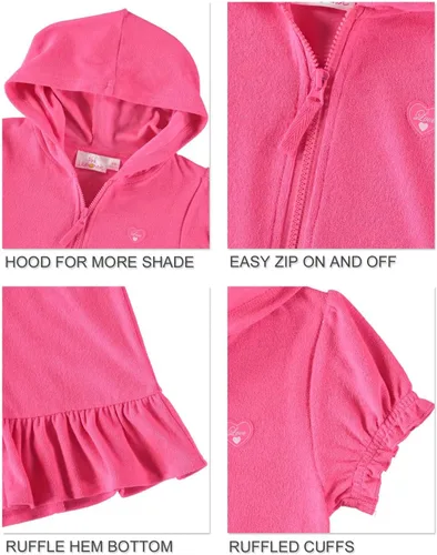 Vista 5 de Pink Lemonade Traje de baño con capucha y cremallera para niña