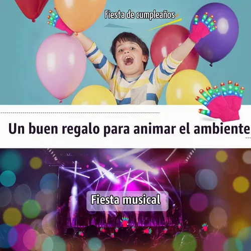 Vista 6 de Viposoon - Guantes con luces LED en los dedos para niños, juguetes divertidos, regalos para niños