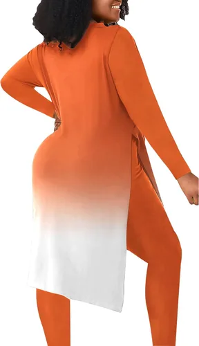 Vista 5 de AOMONI Conjunto de 2 piezas para mujer, túnica de manga larga, conjuntos de entrenamiento degradados