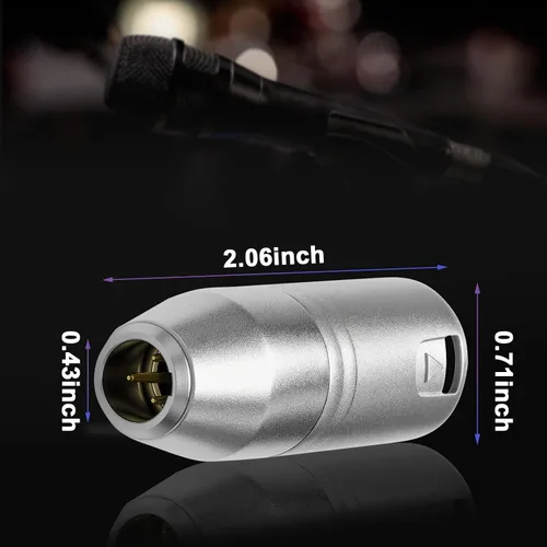 Vista 4 de Paquete de 5 mini conectores XLR de 3 pines, micrófono adaptador macho de 3 pines a XLR macho de 3 pines, conector de audio de micrófono de aleación