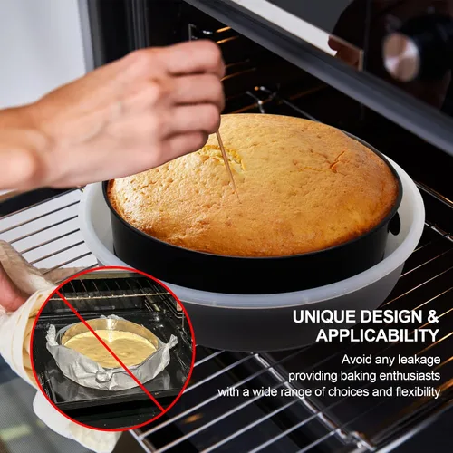 Vista 5 de Moldes Springform, protector de sartén para tartas de queso, accesorios para sartenes de forma desmontable, evita que el agua entre en el plato