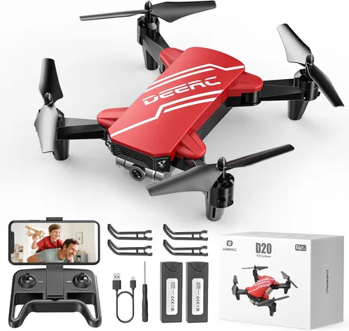 Vista 9 de DEERC D20 - Mini dron con cámara y control remoto, control por voz, selfi gestual, control de altitud, control de gravedad, inicio con un botón