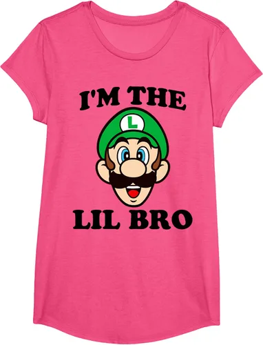 Vista 7 de Super Mario Camiseta de retrato Luigi I'm The Lil Bro, Blanco