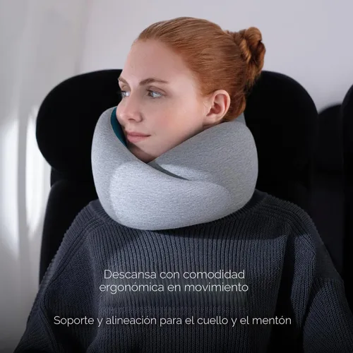 Vista 6 de Ostrichpillow Go Almohada Cervical, Almohadas de Viaje para Aviones, Almohada de Viaje de Espuma Viscoelástica Premium, Diseño Ergonómico 360º