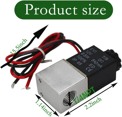 Vista 2 de AOPANDA 1/4inch DC 12V 2 vías normalmente cerrada válvula de aire electromagnética eléctrica, acero inoxidable
