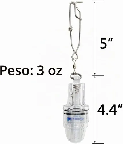 Vista 3 de Luz de pesca subacuática, luces de caída profunda de 4.3 pulgadas, impermeable, señuelo de pesca subacuático, luz de atracción intermitente, luz