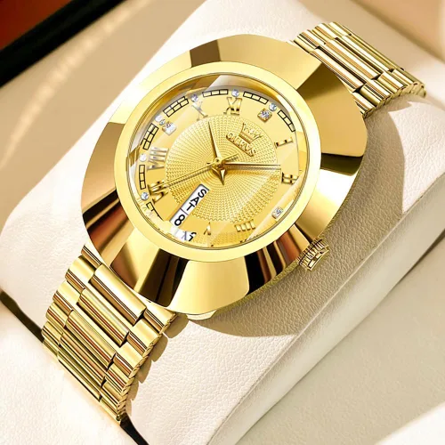 Vista 2 de OLEVS Womens Watches Gold Diamond Tungsten Steel Luxury Dress Classic Ladies Calendar Week Wrist Watches for Women