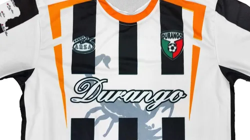 Vista 2 de Durango México Soccer Jersey de color blanco y negro Arza diseño