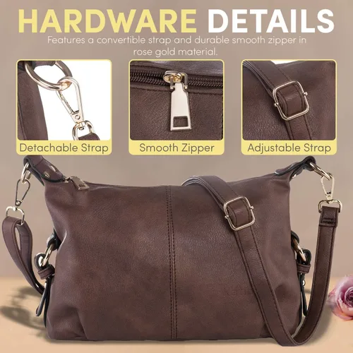 Vista 3 de Katloo Bolso pequeño Hobo para mujer, con asa superior, bolso cruzado de piel sintética para mujer, bolso de hombro, cortaúñas