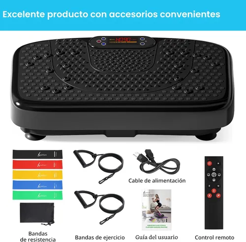 Vista 8 de SoftGym Vibration Plate Exercise Machine for Lymphatic Drainage Weight Loss,120 Speed Levels Vibrating Platform with Resistance Bands,Full-Body